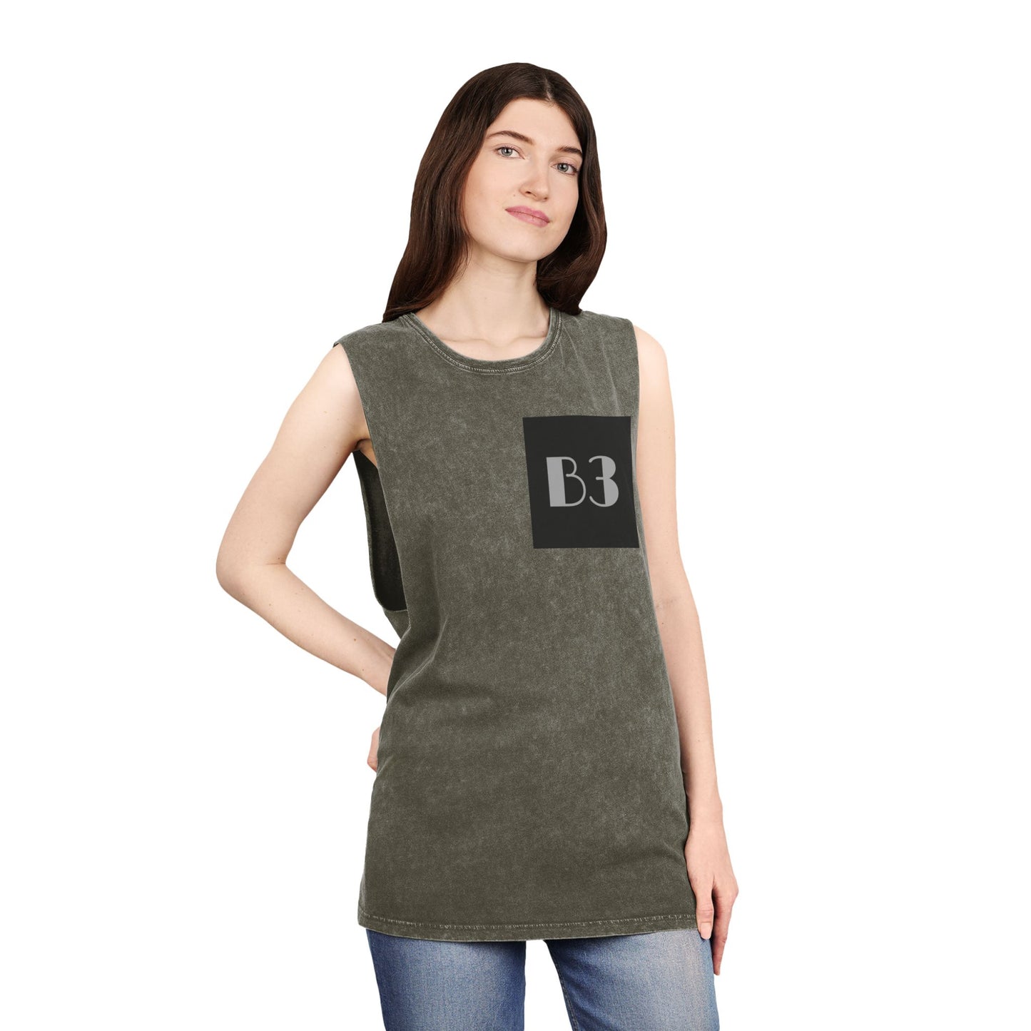 B3 Stonewash Tank Top- Dark Green