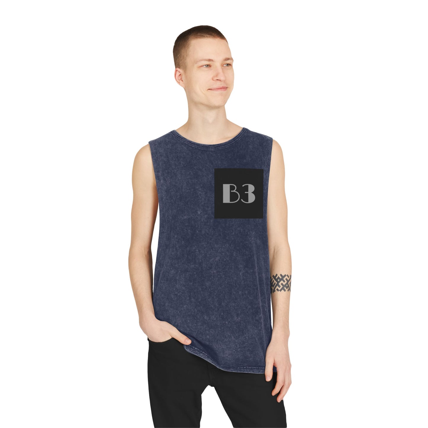 B3 Stonewash Tank Top- Dark Blue